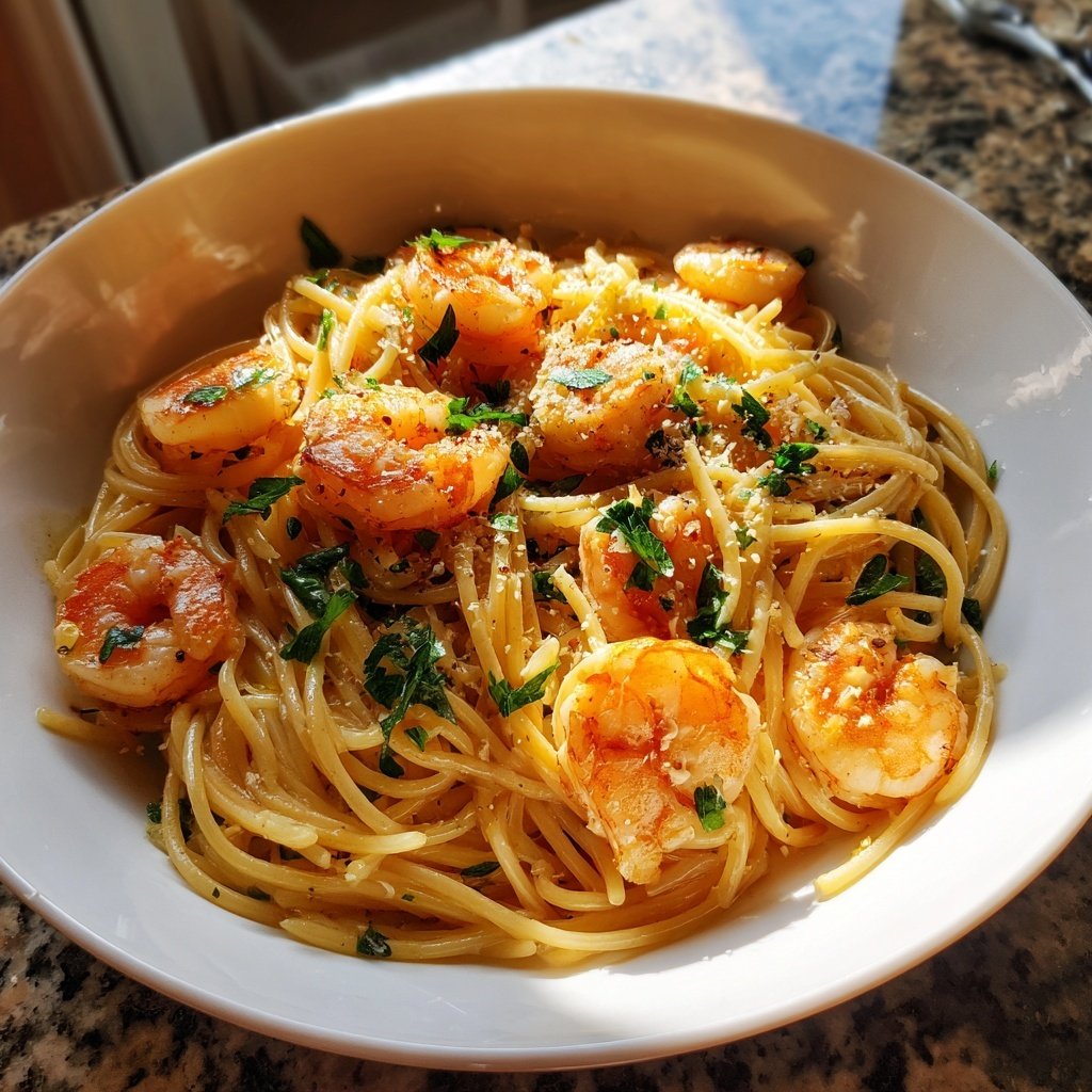 15-Minute Garlic Shrimp Pasta